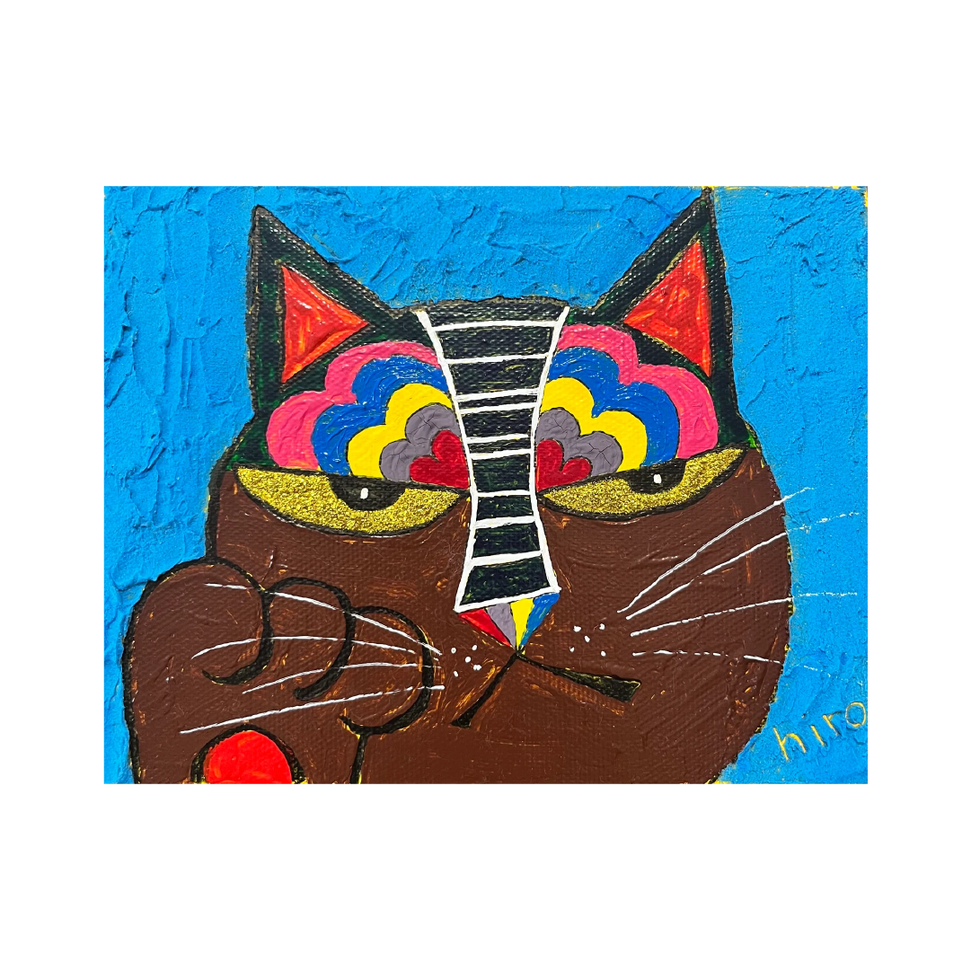 “カラフルハート猫”